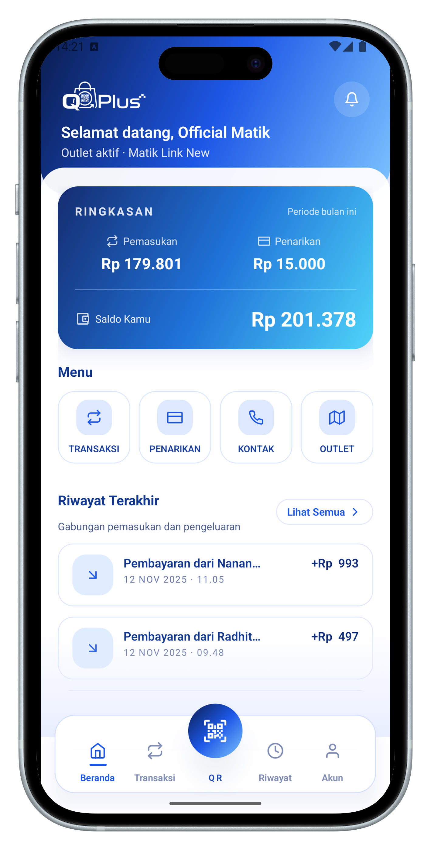 Tampilan Aplikasi QPlus